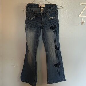 SO Girl’s Flare Jeans with Heart Accents
